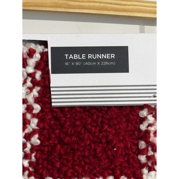 Farmhouse Rachel Ashwell Table Runner Christmas Red White 16 X 90 buffalo check - Picture 8 of 9